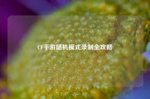 CF手游随机模式录制全攻略