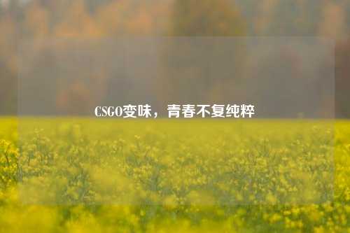 CSGO变味，青春不复纯粹