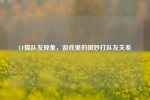 CF隔队友现象，游戏里的微妙打队友关系