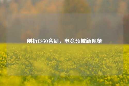 剖析CSGO合同，电竞领域新现象