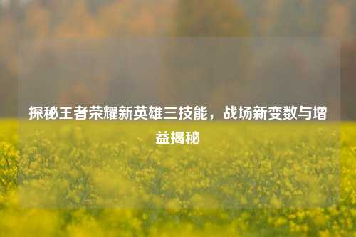 探秘王者荣耀新英雄三技能,战场新变数与增益揭秘
