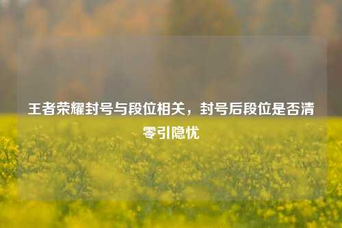 王者荣耀封号与段位相关，封号后段位是否清零引隐忧