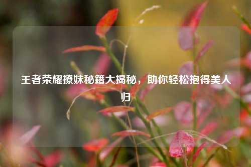 王者荣耀撩妹秘籍大揭秘，助你轻松抱得美人归