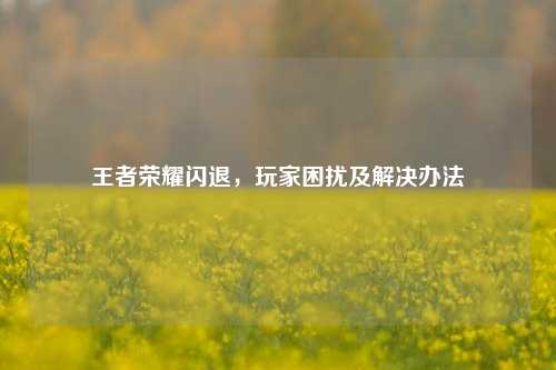 王者荣耀闪退,玩家困扰及解决办法