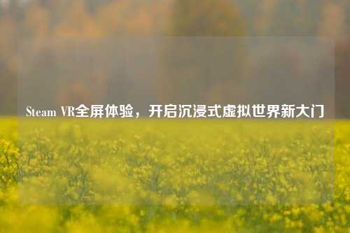 Steam VR全屏体验，开启沉浸式虚拟世界新大门
