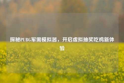 探秘PUBG军需模拟器，开启虚拟抽奖吃鸡新体验