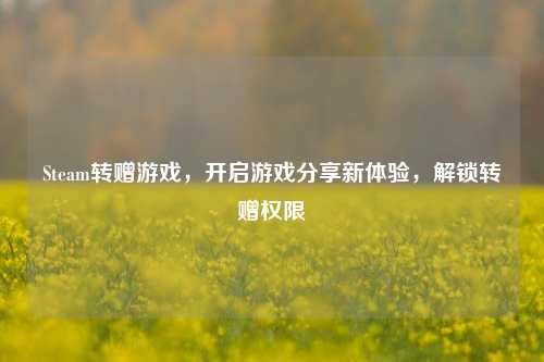 Steam转赠游戏,开启游戏分享新体验,解锁转赠权限