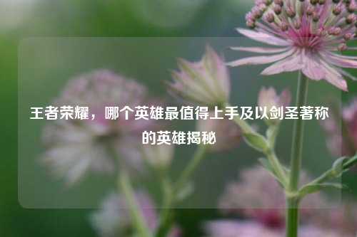 王者荣耀,哪个英雄最值得上手及以剑圣著称的英雄揭秘