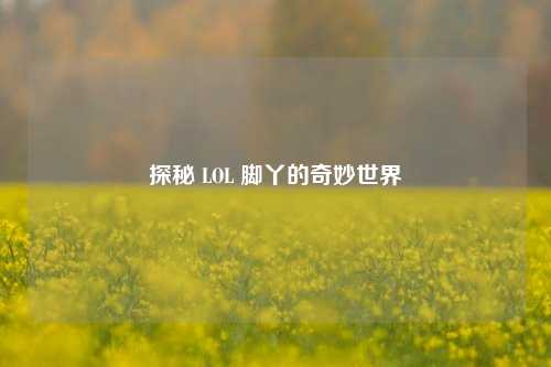 探秘 LOL 脚丫的奇妙世界