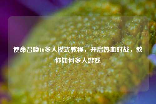 使命召唤16多人模式教程，开启热血对战，教你如何多人游戏