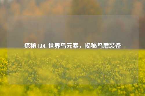 探秘 LOL 世界鸟元素，揭秘鸟盾装备