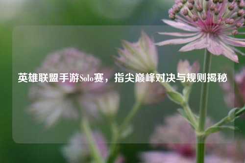 英雄联盟手游Solo赛，指尖巅峰对决与规则揭秘
