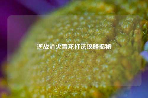 逆战浴火青龙打法攻略揭秘