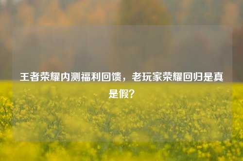 王者荣耀内测福利回馈，老玩家荣耀回归是真是假？