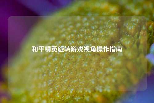 和平精英旋转游戏视角操作指南