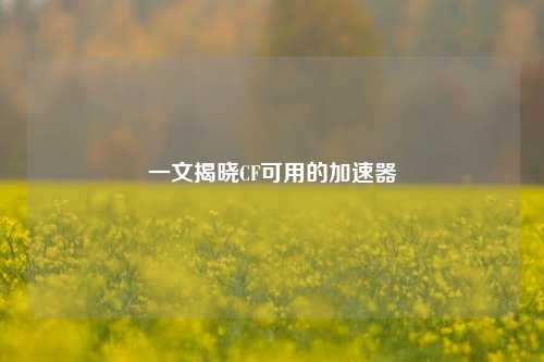 一文揭晓CF可用的加速器