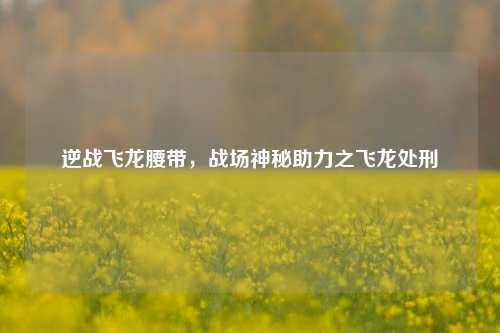 逆战飞龙腰带,战场神秘助力之飞龙处刑