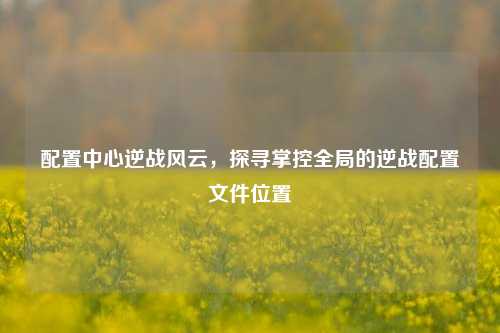 配置中心逆战风云,探寻掌控全局的逆战配置文件位置