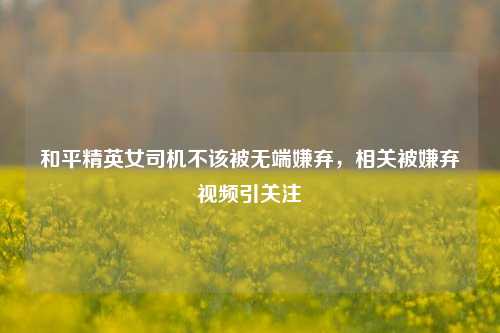 和平精英女司机不该被无端嫌弃,相关被嫌弃视频引关注