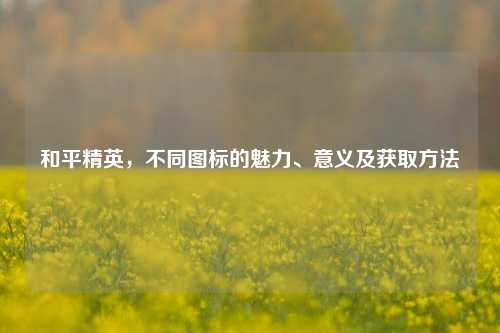 和平精英,不同图标的魅力、意义及获取方法